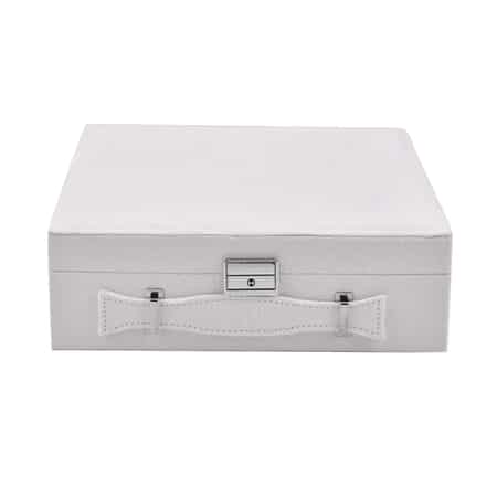 Buy White Faux Velvet Briefcase Style 2-tier Jewelry Box, Scratch